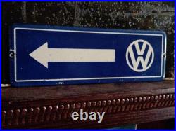 Vintage RARE Volkswagen Sign VW Sales Automobile Gas Pump Porcelain Sign Arrow