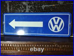 Vintage RARE Volkswagen Sign VW Sales Automobile Gas Pump Porcelain Sign Arrow