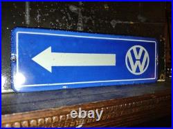 Vintage RARE Volkswagen Sign VW Sales Automobile Gas Pump Porcelain Sign Arrow