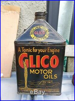 Vintage REDLINE GLICO 1 Gallon Motor Oil Can Tin Rare Garage Automobilia