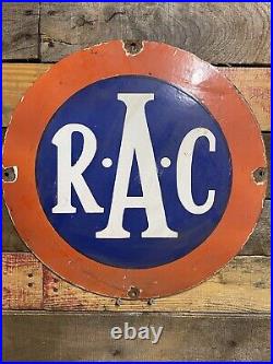 Vintage Rac Porcelain Sign British Royal Automobile Club Private Social Athletic