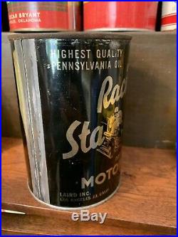 Vintage Racing Car Sta Lube Motor Oil Quart Can Gas Service Station
