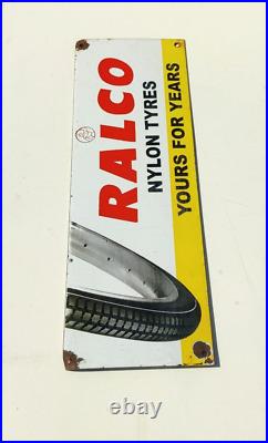Vintage Ralco Nylon Bicycle Tyres Advertising Enamel Sign Board Automobile EB329