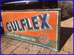 Vintage Rare 1948 Gulf Gulflex Lubrication Automobile Service Metal Sign Gas Oil