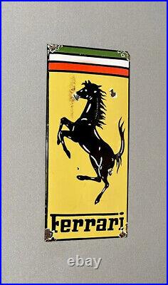 Vintage Rare 24 Domed Ferrari Horse Porcelain Sign Car Gas Truck Gasoline Oil