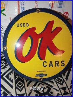 Vintage Rare Chevrolet Porcelain Enamel Sign Used Cars Auto Sales Dealership 12
