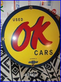 Vintage Rare Chevrolet Porcelain Enamel Sign Used Cars Auto Sales Dealership 12