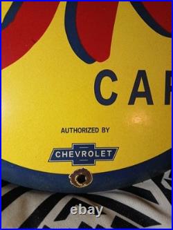 Vintage Rare Chevrolet Porcelain Enamel Sign Used Cars Auto Sales Dealership 12