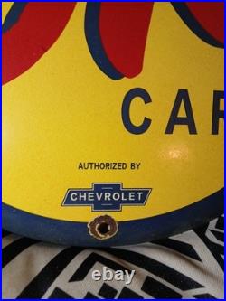 Vintage Rare Chevrolet Porcelain Enamel Sign Used Cars Auto Sales Dealership 12
