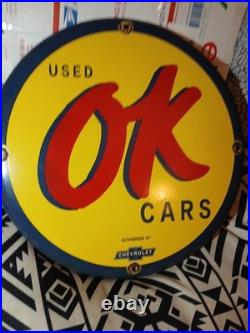 Vintage Rare Chevrolet Porcelain Enamel Sign Used Cars Auto Sales Dealership 12