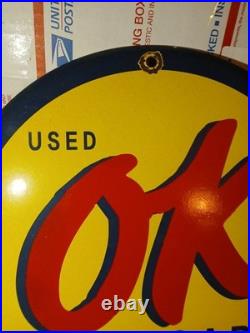 Vintage Rare Chevrolet Porcelain Enamel Sign Used Cars Auto Sales Dealership 12