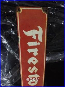 Vintage Rare Firestone Porcelain Metal Tire Sign Gas Oil Garage Auto Parts
