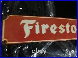 Vintage Rare Firestone Porcelain Metal Tire Sign Gas Oil Garage Auto Parts