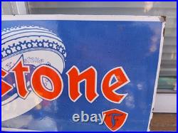 Vintage Rare Large Firestone Porcelain Metal Tire Sign Gas Oil Garage Auto Parts