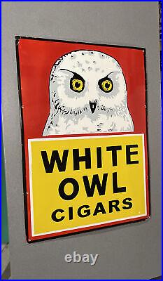 Vintage Rare White Owl Cigars Tobacco 33 Porcelain Sign Car Gas Oil Truck Auto