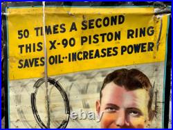 Vintage Rare early Perfect Circle Piston Metal tin sign auto oil gas 20 by 26