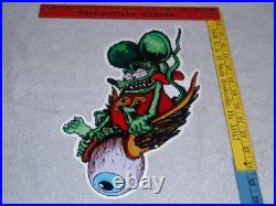 Vintage Rat Fink Drives Eyeball Airplane Car Metal Ratfink Ed Roth Gasoline Sign