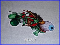 Vintage Rat Fink Drives Eyeball Airplane Car Metal Ratfink Ed Roth Gasoline Sign
