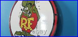 Vintage Rat Fink Porcelain Ed Roth Auto Hot Rod Drag Race Service Station Sign