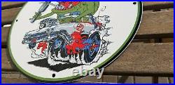 Vintage Rat Fink Porcelain Ed Roth Slimer Service Auto Mopar Ghostbusters Sign