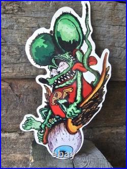 Vintage Rat Fink Porcelain Sign Ed Roth Hot Rod Gas Engine Race Car Auto Parts