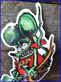 Vintage Rat Fink Porcelain Sign Ed Roth Hot Rod Gas Engine Race Car Auto Parts