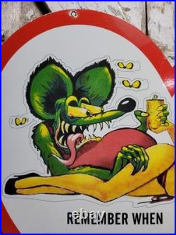 Vintage Ratfink Porcelain Sign 30 Old 1962 Hot Rod Racing Car Heart Brothel