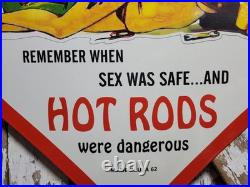 Vintage Ratfink Porcelain Sign 30 Old 1962 Hot Rod Racing Car Heart Brothel
