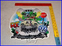 Vintage Ratfink Volkswagen Beetle Bug Porcelain Metal Rat Fink Gasoline Car Sign