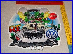 Vintage Ratfink Volkswagen Beetle Bug Porcelain Metal Rat Fink Gasoline Car Sign