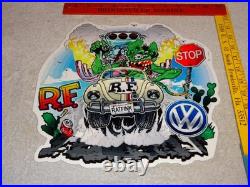 Vintage Ratfink Volkswagen Beetle Bug Porcelain Metal Rat Fink Gasoline Car Sign Vintage Ratfink Volkswagen Beetle Bug Porcelain Metal Rat Fink Gasoline Car Sign