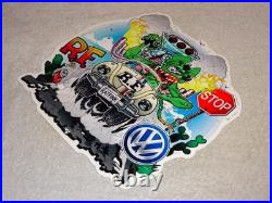 Vintage Ratfink Volkswagen Beetle Bug Porcelain Metal Rat Fink Gasoline Car Sign