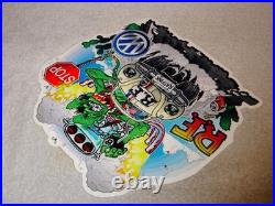 Vintage Ratfink Volkswagen Beetle Bug Porcelain Metal Rat Fink Gasoline Car Sign