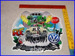 Vintage Ratfink Volkswagen Beetle Bug Porcelain Metal Rat Fink Gasoline Car Sign