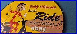 Vintage Reddy Kilowatt Porcelain Sign Edison Electric Auto Shop Gas Pump Sign