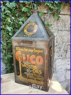 Vintage Redline Glico Ltd Motor Oil 5 Gallon Pyramid Can Rare Automobilia Garage