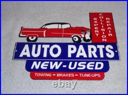 Vintage Repair Shop & Auto Parts Store Crashed Car 12 Metal Gasoline & Oil Sign