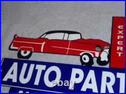 Vintage Repair Shop & Auto Parts Store Crashed Car 12 Metal Gasoline & Oil Sign