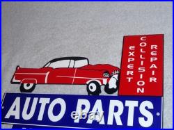 Vintage Repair Shop & Auto Parts Store Crashed Car 12 Metal Gasoline & Oil Sign