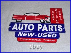 Vintage Repair Shop & Auto Parts Store Crashed Car 12 Metal Gasoline & Oil Sign