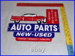 Vintage Repair Shop & Auto Parts Store Crashed Car 12 Metal Gasoline & Oil Sign