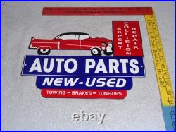 Vintage Repair Shop & Auto Parts Store Crashed Car 12 Metal Gasoline & Oil Sign