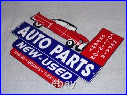 Vintage Repair Shop & Auto Parts Store Crashed Car 12 Metal Gasoline & Oil Sign