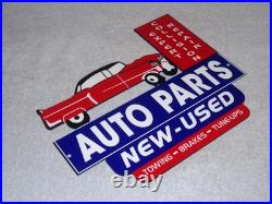 Vintage Repair Shop & Auto Parts Store Crashed Car 12 Metal Gasoline & Oil Sign