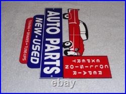 Vintage Repair Shop & Auto Parts Store Crashed Car 12 Metal Gasoline & Oil Sign