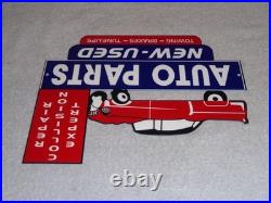 Vintage Repair Shop & Auto Parts Store Crashed Car 12 Metal Gasoline & Oil Sign