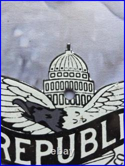 Vintage Republic Auto Insurance Company Of Detroit Porcelain Sign 5×3.5