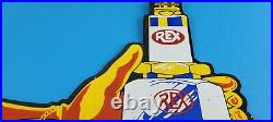 Vintage Rex Spark Plugs Porcelain Metal Gas Oil Auto Mechanic Pump Service Sign