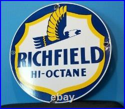 Vintage Richfield Gasoline Porcelain Gas Service Station Auto Pump Plate Sign