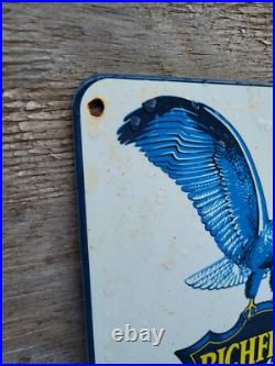 Vintage Richfield Porcelain Sign Hi-octane Power Gas Pump Plate Car Truck Eagle